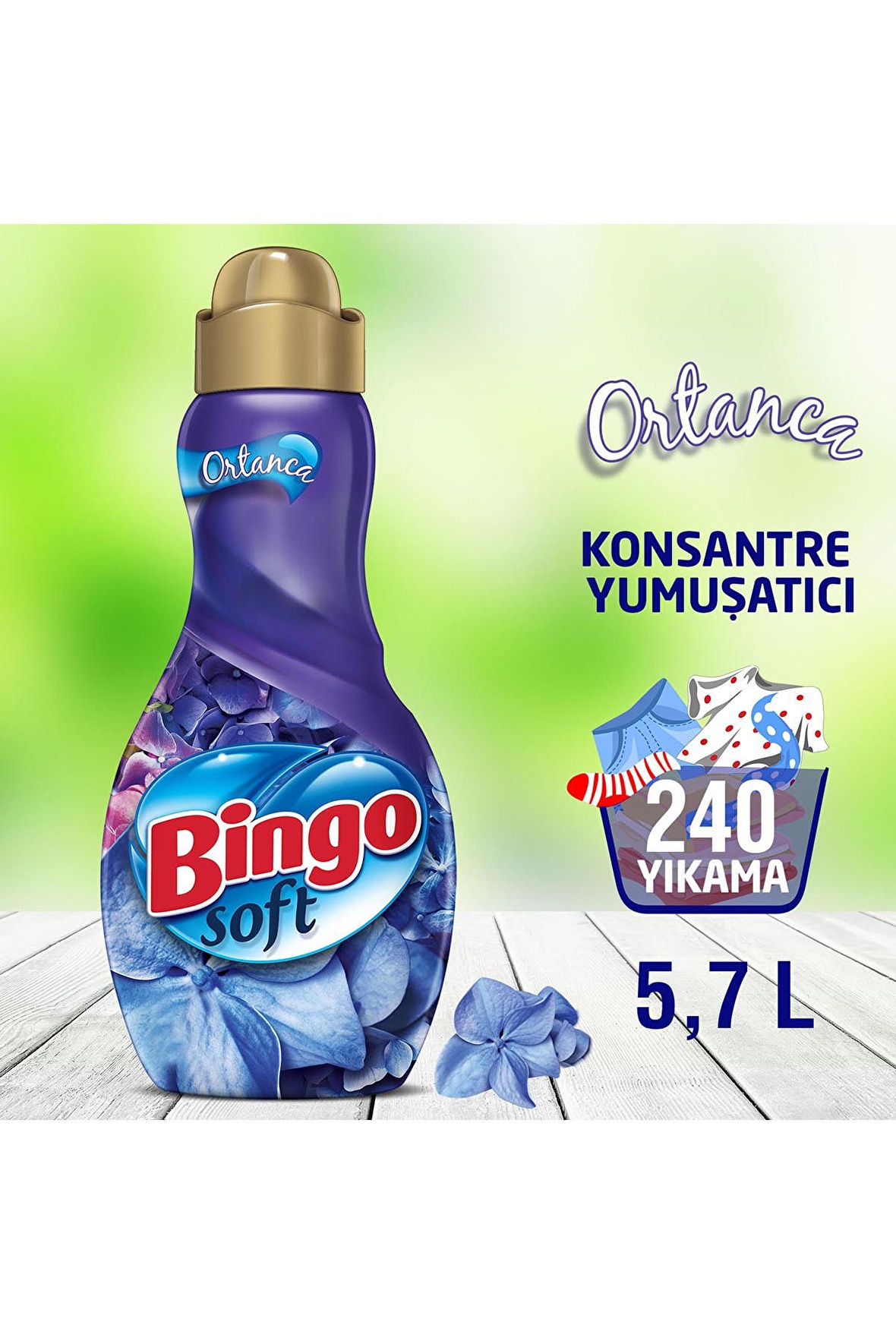 Bingo Soft Ortanca Konsantre 60 Yıkama Yumuşatıcı 1 44 lt 4 lü