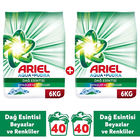 Ariel Aqua Pudra Dağ Esintisi Parfümlü Beyazlar ve Renkliler İçin Toz