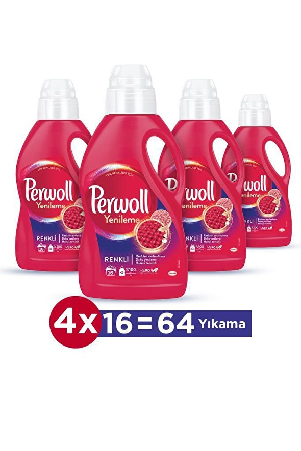 Perwoll Yenileme Onarım Renkliler İçin Sıvı Deterjan 4x1 lt 64 Yıkama