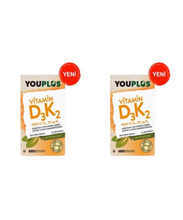 Youplus Vitamin D3K2 1000 IU Damla 20 ML x 2 Adet Fiyatları ve