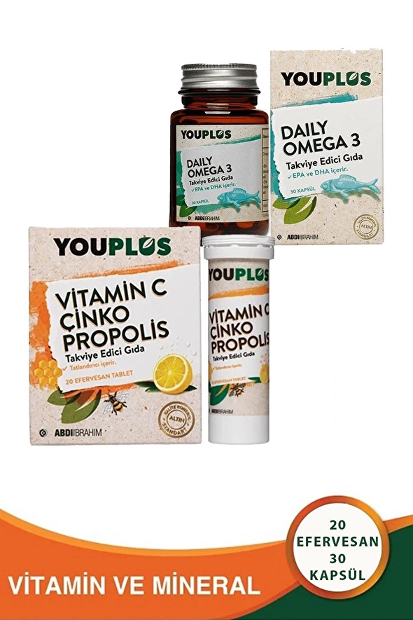 Youplus Vitamin C Çinko Propolis 20 Efervesan Tablet Youplus Omega 3