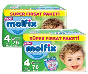 Molfix Bebek Bezi 4 Beden Maxi Aylık Fırsat Paketi 152 Adet