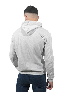 Erkek Kapüşonlu Fermuarlı Kampanya Açık Gri Sweatshirt