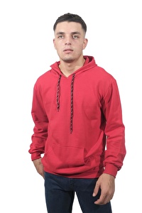 Erkek Kapüşonlu Kampanya Kırmızı Kanguru Sweatshirt
