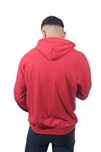Erkek Kapüşonlu Kampanya Kırmızı Kanguru Sweatshirt
