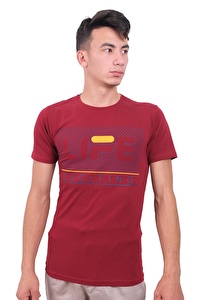 Erkek Bisiklet Yaka Life Bordo Tişört