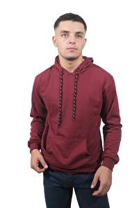 Erkek Kapüşonlu Kampanya Bordo Kanguru Sweatshirt