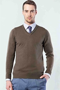 Tudors Slim Fit Dar Kesim V Yaka Pamuklu Erkek Kaz
