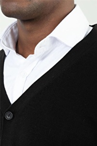 Tudors Slim Fit Dar Kesim Düğmeli Düz Pamuk Erkek Hırka