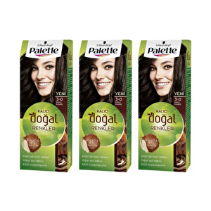 Palette Kalıcı Doğal Renkler Saç Boyası 3-0 Koyu Kahve 3 Paket