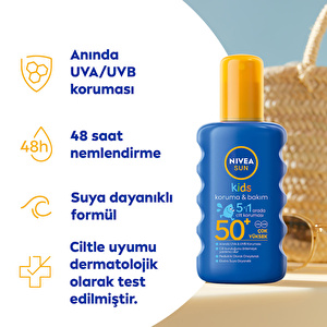 NIVEA Sun SPF 50+ Koruma & Bakım Çocuk Güneş Kremi 200 ml Sprey,Çok Yüksek Güneş Koruması