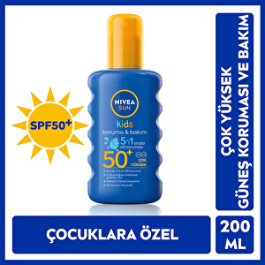 NIVEA Sun SPF 50+ Koruma & Bakım Çocuk Güneş Kremi 200 ml Sprey,Çok Yüksek Güneş Koruması