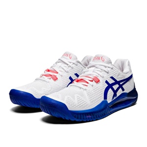 Asics Gel-Resolution 8 Beyaz/Mavi Kadın Tenis Ayakkabısı