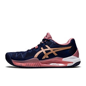 Asics Gel-Resolution 8 Lacivert/Pembe Altın Kadın Tenis Ayakkabısı