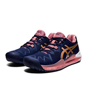 Asics Gel-Resolution 8 Lacivert/Pembe Altın Kadın Tenis Ayakkabısı