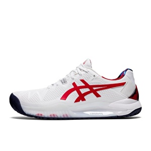Asics Gel-Resolution 8 L.E. Beyaz/Kırmızı Erkek Tenis Ayakkabısı