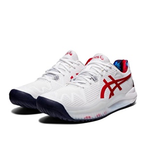 Asics Gel-Resolution 8 L.E. Beyaz/Kırmızı Erkek Tenis Ayakkabısı