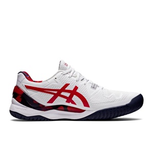 Asics Gel-Resolution 8 L.E. Beyaz/Kırmızı Erkek Tenis Ayakkabısı