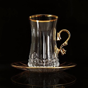 Paşabahçe Lizbon Kesme Dekor Kulplu Çay Takımı - 6 Kişilik