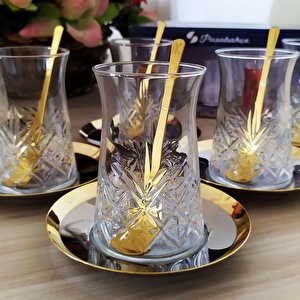 Paşabahçe Timeless Çelik Tabaklı Çay Takımı- 6 Kişilik