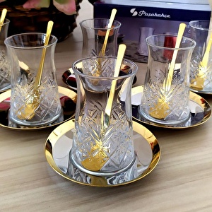 Paşabahçe Timeless Çelik Tabaklı Çay Takımı- 6 Kişilik