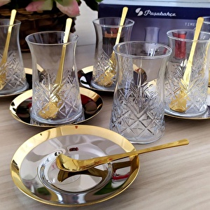 Paşabahçe Timeless Çelik Tabaklı Çay Takımı- 6 Kişilik