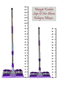 Sihirli Teleskobik Mop Yedek Bez Hediyeli Yer Mopu Fayans Duvar Yüzey Temizlik Mikrofiber Paspas