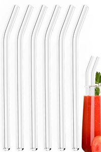 6 lı Pipetli Cam Karaf Bardak 300 ml Sıcak Soğuk Cam Meşrubat Bardağı Süt Bardağı Limonata Bardağı