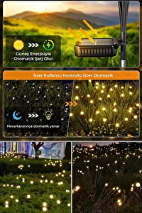 8 Ledli Solar Bahçe Işıkları Beyaz Dış Mekan Peyzaj 2 Modlu Bahçe Çiti Güneş Enerjili Süs Lamba Set