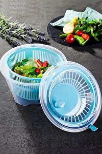 Salata Kurutucu Meyve Sebze Kurutma Makinesi Kilitli Yeşillik Süzgeci Kollu Çevirmeli Salad Spinner
