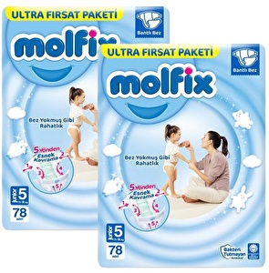 Molfix Bebek Bezi Ultra Fırsat Paketi Junior 5 No 78 li x 2 Adet