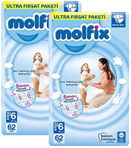 Molfix Bebek Bezi Ultra Fırsat Paketi X Large 6 No 62 li x 2 Adet