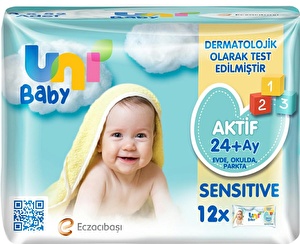 Uni Baby Aktif Sensitive Islak Havlu 12 x 52 li (624 Yaprak)