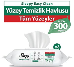 Sleepy Easy Clean Yüzey Temizlik Havlusu 100 Yaprak 3'lü