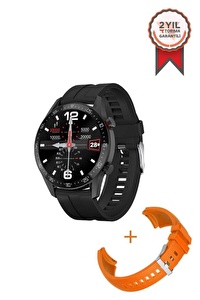 Torima Hw3 Pro Akıllı Saat Arama Özellikli Siyah - Ek Turuncu Kayış
