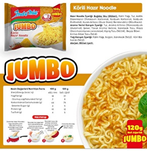 Indomie Jumbo Serisi Köri Çeşnili 120 gr 40 Adet