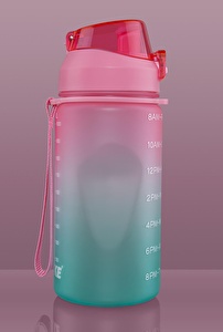 Walke Bottle 1.000 ml Motivasyonel Su Matarası Su Şişesi Suluk Pembe-yeşil