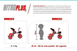 Rival Rv502 Nitro PLUS 3 Tekerli Çocuk Bisikleti Eva Dolgu, Patlamaz Ses yapmaz Çocuk Bisikleti Siyah