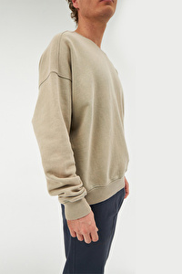 Bisiklet Yaka Bol Kesim Yeşil Sweatshirt