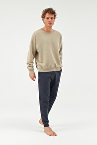 Bisiklet Yaka Bol Kesim Yeşil Sweatshirt