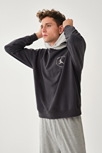 Bağcıklı Kapüşon Antrasit Sweatshirt