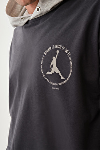 Bağcıklı Kapüşon Antrasit Sweatshirt