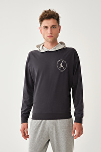 Bağcıklı Kapüşon Antrasit Sweatshirt