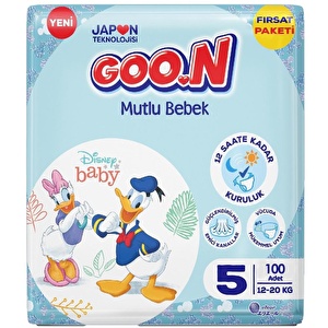 Goon Bebek Bezi Mutlu Bebek 5 Numara 12-20 kg Aylık Fırsat Paketi 100 Adet