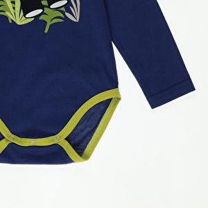 Erkek Bebek Önü Baskılı ÇıtÇıtlı Uzun Kollu T-Shirt
