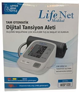 Life Net Medikal Tansiyon Aleti, Üst Koldan Tansiyon Ölçer, Nabız Ölçer, Usb Girişli Wbp-108