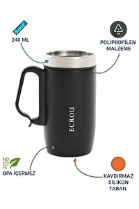 Ecrour Termos Bardak Kupa Siyah 240 ml