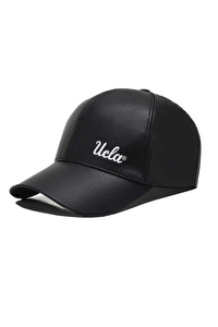 CERRITOS Siyah Cap-Suni Deri Nakışlı Unisex Şapka
