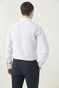 Ds Damat Slim Fit Lacivert Armürlü Gömlek 5HF022167185D