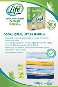 Life By Fakir Vegan Doğal Çamaşır Toz Deterjanı 30 Yıkama Renkli ve Beyazlar İçin X 2 Adet